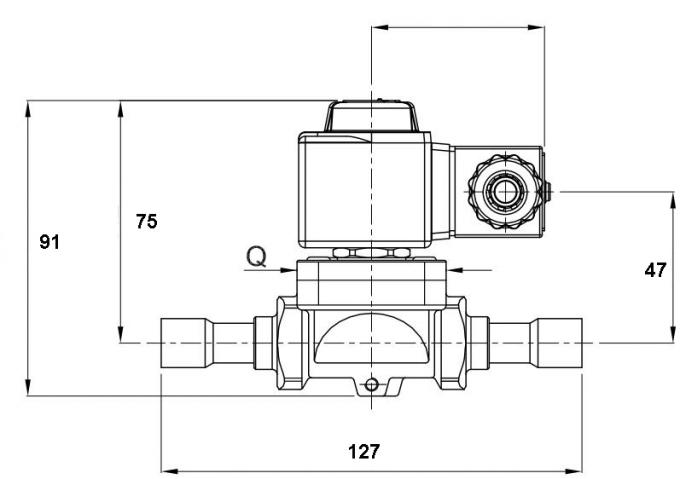 tipo de solda válvula de 1/2” de solenoide da refrigeração para o controle de temperatura AC/DC
