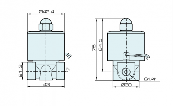 fechado 2W025-08 normal (N/C) desenho elétrico da dimensão da válvula de solenoide