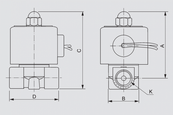 desenho fechado normal da dimensão da válvula de solenoide 2W0200-20: