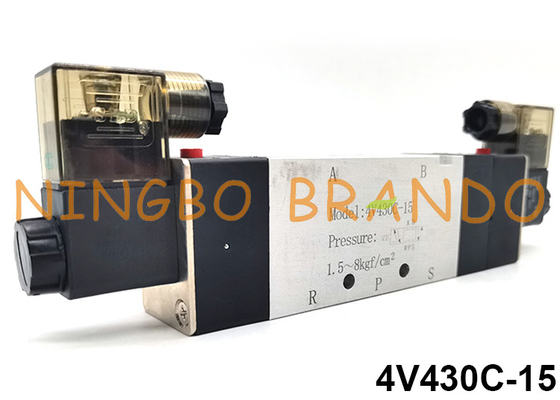 Tipo válvula de solenoide pneumática 24VDC 220VAC de Airtac da maneira 4V430C-15 5/3
