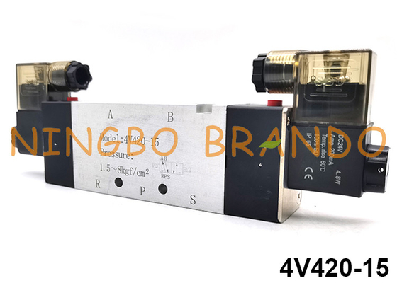 4V420-15 Airtac Tipo 5/2 Vias Válvula Solenóide Pneumática de Bobina Dupla 24 V 220 V