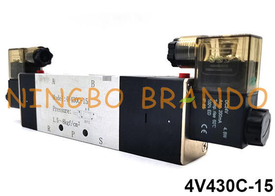 4V430C-15 Airtac Tipo 5/3 Vias Válvula Solenóide Pneumática de Centro Fechado 24 V 220 V