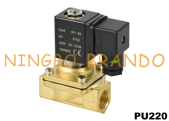 Válvula solenóide de latão 1/8'' PU220-01 1/4'' PU220-02 para água 220 V CA 24 V CC
