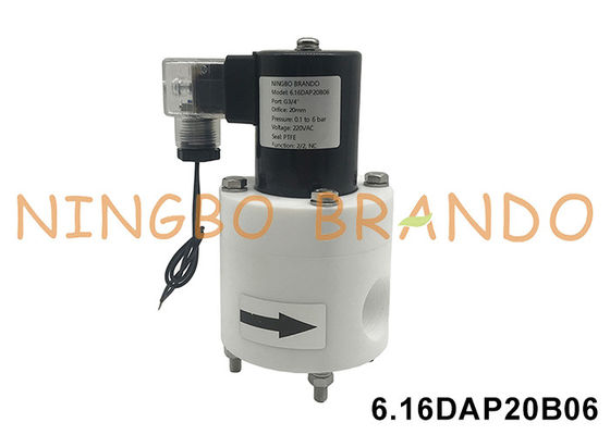 3/4' PTFE válvula solenoide anticorrosiva resistente a ácidos alcalinos e produtos químicos 24V 110V 220V