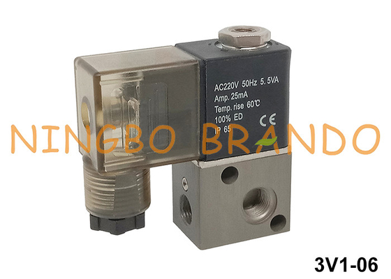 3V1 Série 1/6' válvula de ar solenoide pneumática 3V1-06 24V 220V
