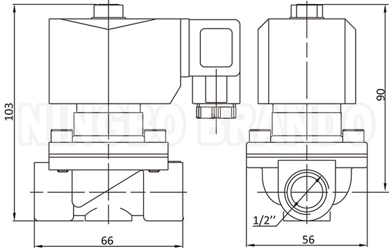 2W160-15 1/2'' 2 Way NC Solenoide de latão com bobina IP65 24V 220V