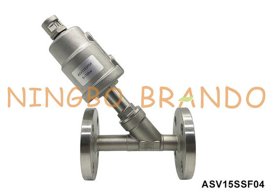 DN15 PN16 Portão de flanco Válvula de assento de ângulo pneumático de dupla ação normalmente fechada