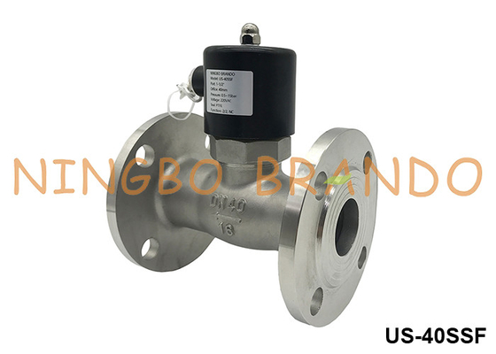 DN40 válvula de solenoide de aço inoxidável de água quente a vapor com flanges 1,5'' 24V 110V 220V
