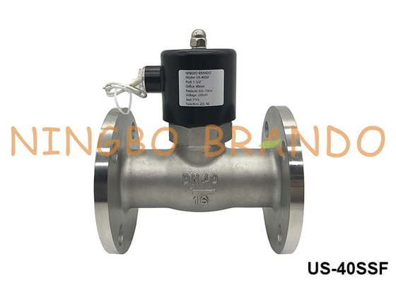 DN40 válvula de solenoide de aço inoxidável de água quente a vapor com flanges 1,5'' 24V 110V 220V
