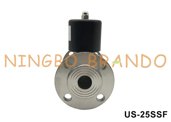 DN25 válvula de solenoide de aço inoxidável de água quente a vapor de flange 1'' 220VAC 24VDC