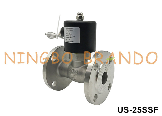 DN25 válvula de solenoide de aço inoxidável de água quente a vapor de flange 1'' 220VAC 24VDC