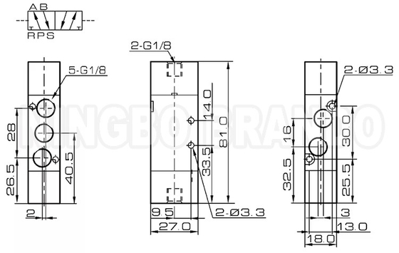 4A120-06 1/8'' válvula de solenoide pneumático direccional 5/2 Way