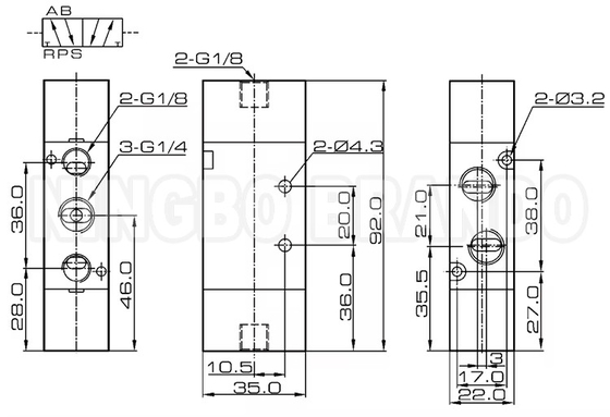 Válvula de controlo de ar pneumática de duas posições de cinco vias de 1/4&quot; 4A220-08