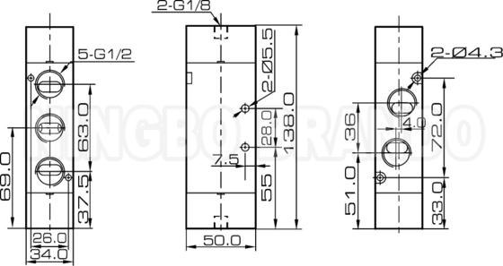 4A420-15 1/2' válvula de duplo piloto de ar 5/2 Direção de controlo pneumático