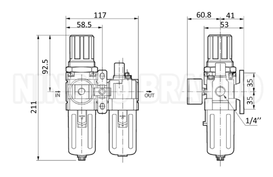 AC3010 1/4' 3/8' Regulador de filtro de ar lubrificador FR.L Combinação