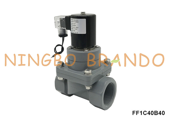 1-1/2' DN40 válvula solenoide anticorrosiva CPVC para ácido químico 220V 24V