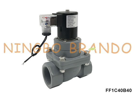 1-1/2' DN40 válvula solenoide anticorrosiva CPVC para ácido químico 220V 24V