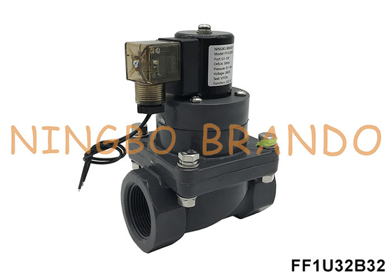 1-1/4' DN32 válvula de solenoide UPVC resistente à corrosão para ácido químico 24V 220V
