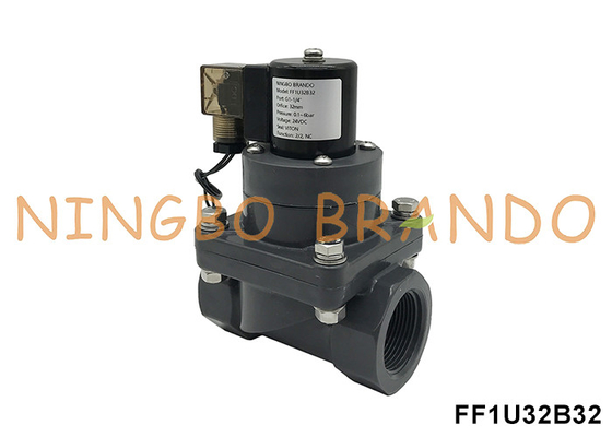 1-1/4' DN32 válvula de solenoide UPVC resistente à corrosão para ácido químico 24V 220V