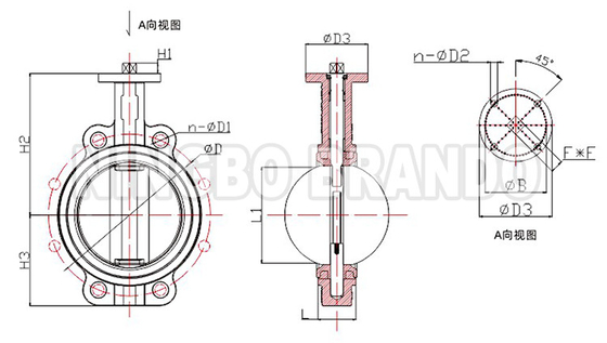 DN25 a DN1200 Tipo de válvula de borboleta de aço carbono