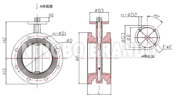DN40 a DN1200 Ferro fundido para válvula de borboleta sem cabeça