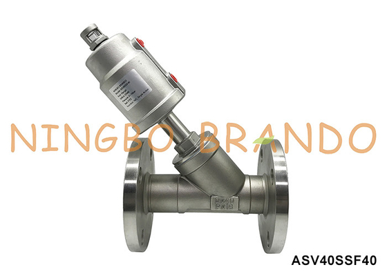Válvula de Assento Angular Pneumática com Flange DN40 PN16 de Ação Simples ou Dupla