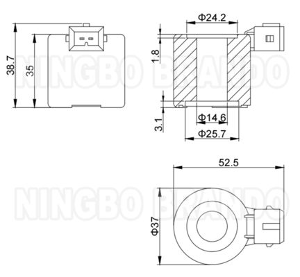 Bobina solenóide 12VDC 16W para Redutor BRC GNV Válvula Multiválvula GLP
