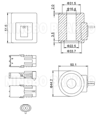Bobina de Solenoide Hidráulica HydraForce Tipo 6359412 para Escavadeira 12VDC 24VDC