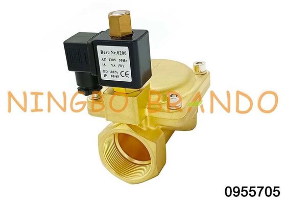 0955705 1.5'' Válvula Solenoide de Latão 2 Vias Normalmente Aberta 24V 110V 220V