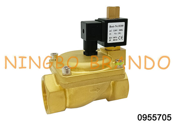 0955705 1.5'' Válvula Solenoide de Latão 2 Vias Normalmente Aberta 24V 110V 220V