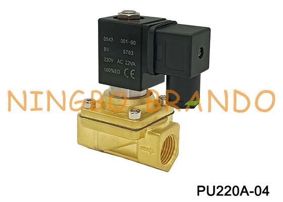 PU220A-04 1/2 '' Shako Tipo 2/2 vias Válvula Solenóide de Latão 24V 110V 220V