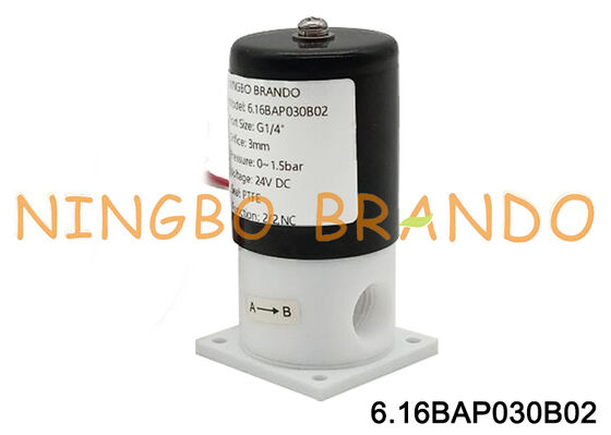 1/4" válvula solenóide de PTFE para isolamento ácido da resistência de corrosão do alcaloide