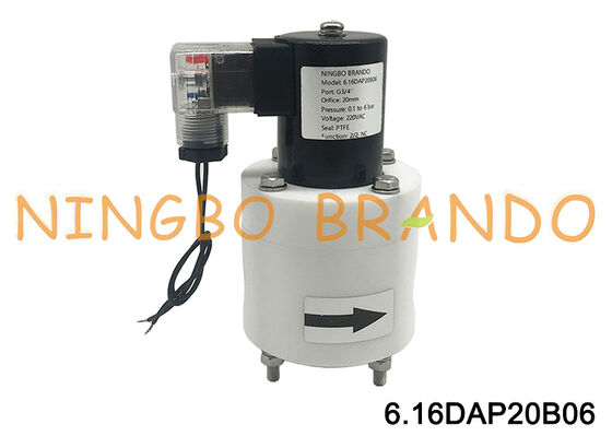 Válvula solenóide anticorrosão PTFE de 3/4 '' DC24V AC110V AC220V