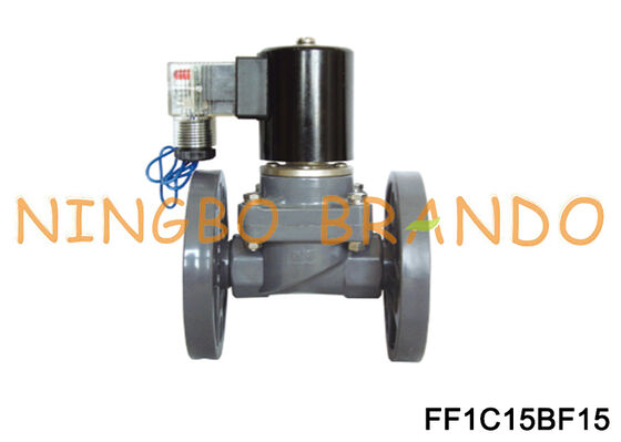 Tipo corrosivo resistente aos ácidos 220V da flange da válvula de solenoide de DN15 CPVC anti