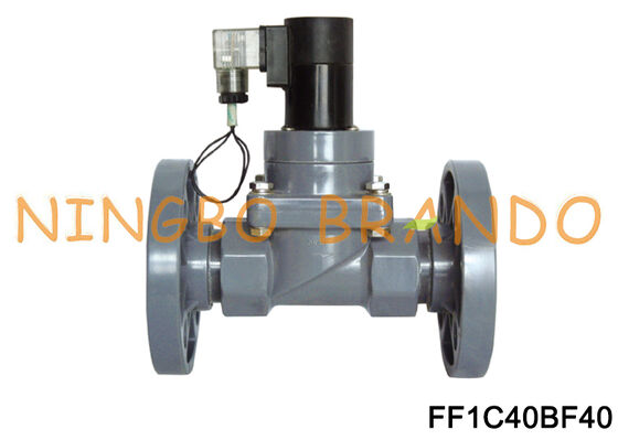 DN40 1-1/2" válvula de diafragma da flange de CPVC para o produto químico ácido 220V 110V 24V do alcaloide