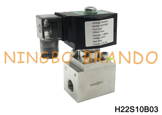 Válvula solenóide de alta pressão 3/8 '' 200 bar AC220V AC110V DC24V