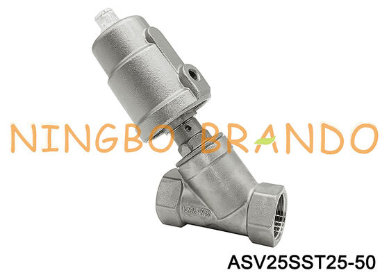 G válvula pneumática DN25 rosqueado de aço inoxidável de Seat do ângulo do NC de 1 polegada