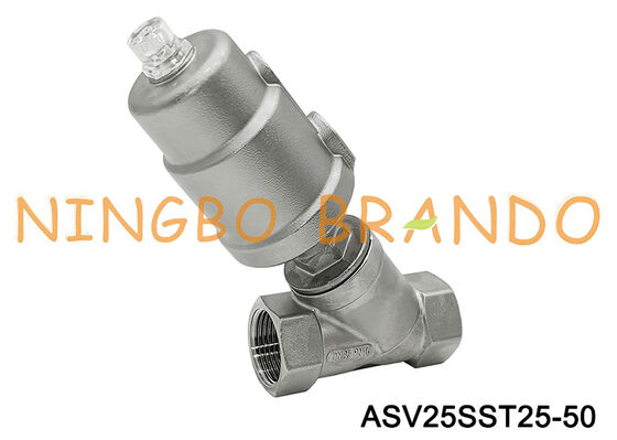 G válvula pneumática DN25 rosqueado de aço inoxidável de Seat do ângulo do NC de 1 polegada