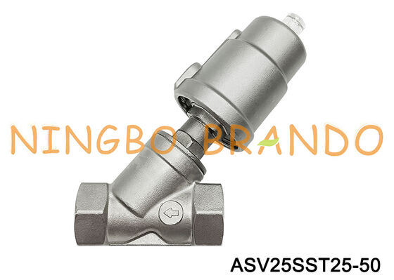G válvula pneumática DN25 rosqueado de aço inoxidável de Seat do ângulo do NC de 1 polegada