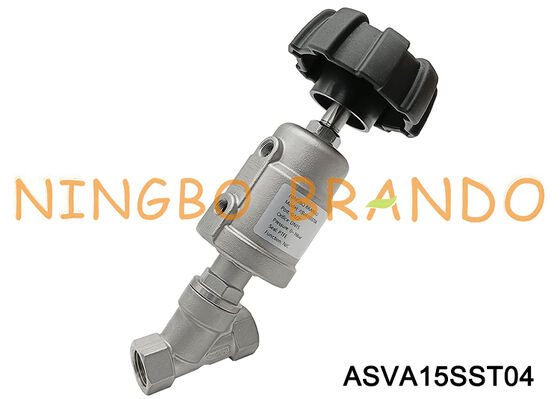 Válvula de assento angular 1/2'' vapor pneumático DN 15 de aço inoxidável com alça ajustável de abertura