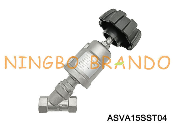 Válvula de assento angular 1/2'' vapor pneumático DN 15 de aço inoxidável com alça ajustável de abertura