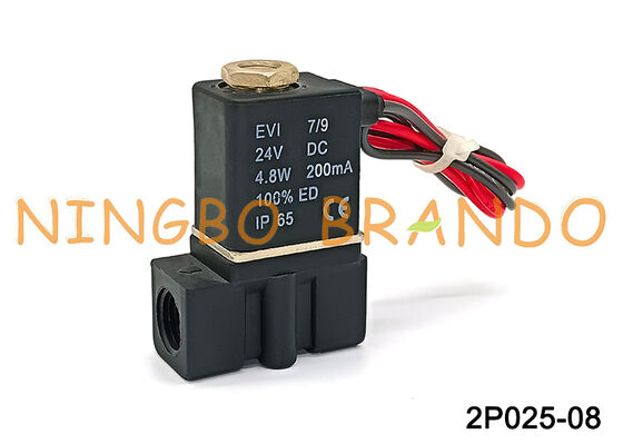 2P025-08 Válvula Solenóide Pneumática de Ação Direta Plástica para Ar Água DC24V