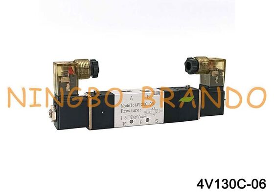 Válvula de ar solenóide Airtac tipo 4V130C-06, 3 posições, 5 portas, 1/8 '', válvula de controle pneumático