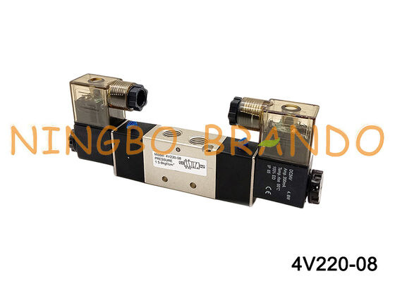 Válvula de ar solenóide 4V220-08 2 posições 5 vias DC24V 12V AC220V AC110V