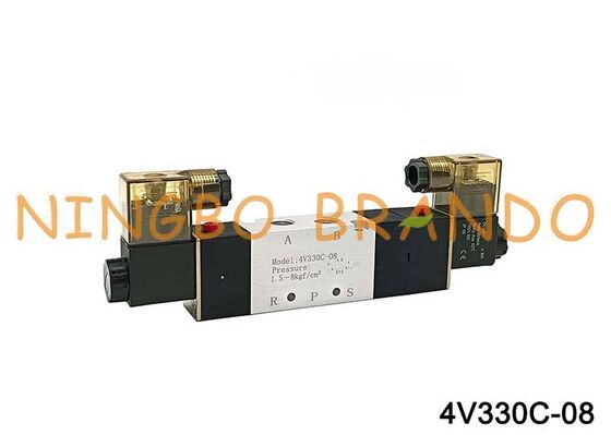 Válvula solenóide tipo AIRTAC, válvula de ar 4V330C-08 DC 12V 24V AC 110V 220V