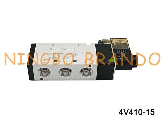 Válvula de ar solenóide AIRTAC tipo 1/2 '' 4V410-15 12V 24V 110V 220V Bobina única 2 posições 5 vias