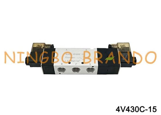 Válvula de ar solenóide Airtac tipo 4V430C-15 5/3 vias série 4V400