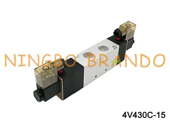 Válvula de ar solenóide Airtac tipo 4V430C-15 5/3 vias série 4V400