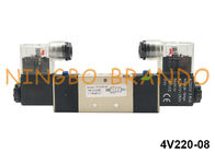 Tipo 5/2 maneira de AirTAC 1/4&quot; válvula de solenoide pneumática 24VDC da bobina dobro 220VAC 4V220-08