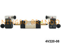 Tipo 5/2 maneira de AirTAC 1/4&quot; válvula de solenoide pneumática 24VDC da bobina dobro 220VAC 4V220-08